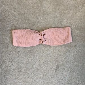 Tori Praver strapless pink bathing suit top